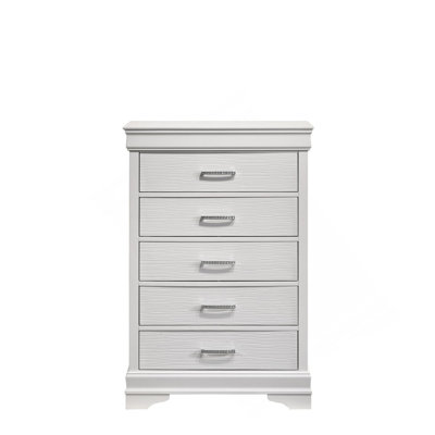 Commode moderne 5 tiroirs en bois blanc