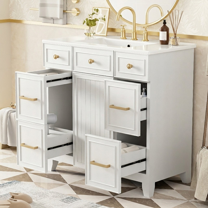 36" Single Bathroom Vanity Set, White