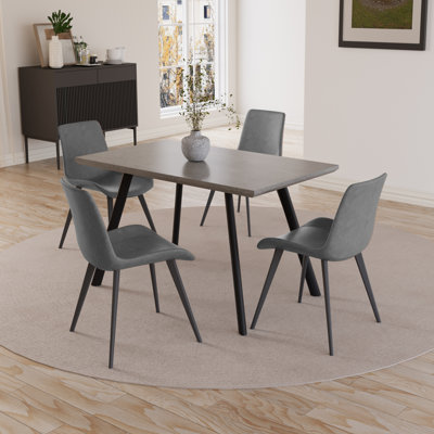 Ensemble de table de salle à manger rectangulaire de style Mid-Century avec base en métal Greet