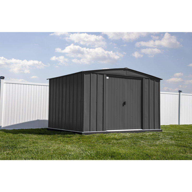 Charcoal 8' x 10' Galvanized Steel Peak Roof Storage Shed