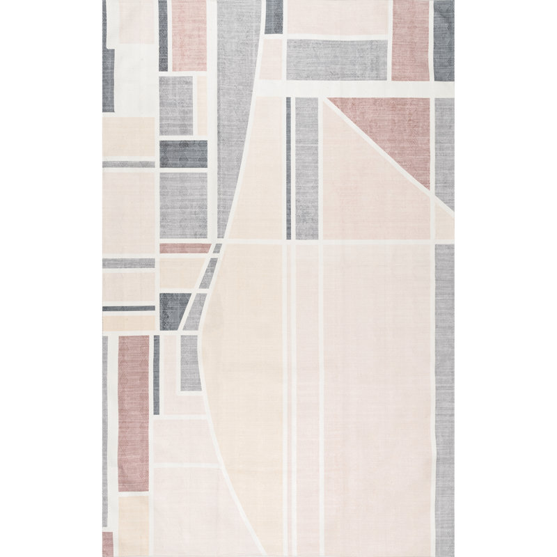 Dannie SpinClean Modern Geometric Machine Washable Area Rug, Rectangle 4' x 6'