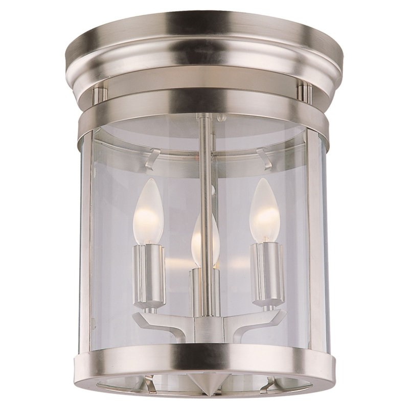 Colleyville Glass Flush Mount, Satin Nickel