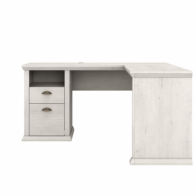 Palaksh L-Shaped Executive Desk, Linen White Oak
