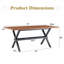 Table de salle à manger 71 po x 35,4 po en bois de noyer épissé, structure industrielle en forme de X pour 6 à 8 personnes-892605316