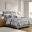 Housse de couette grise en coton avec literie et coussins décoratifs 5 pièces-124311861