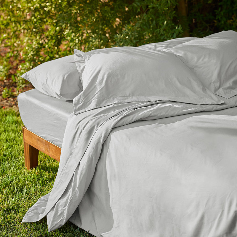 Ensemble de draps en satin de coton à densité de tissage 420 fils Sunrise Cloud, gris