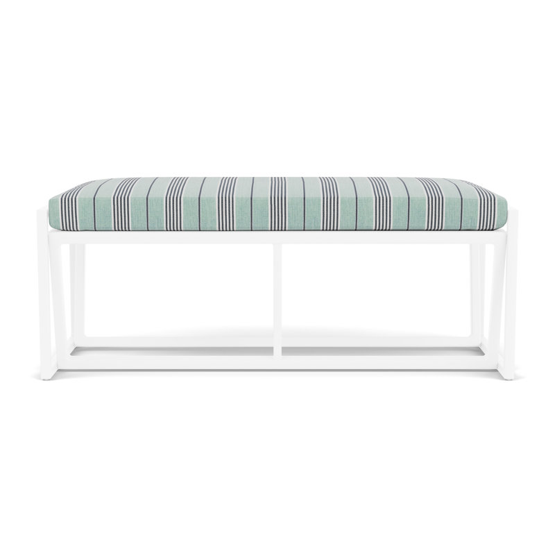 Summit Outdoor Dining Bench, White, Hansen Seaglass