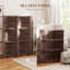 Paravent, grand écran d'intimité en bois à 5 panneaux de 67 po avec 3 tablettes de présentation et rangement pliant pour la chambre à coucher ou le bureau personnel, noyer-107233620-126262751