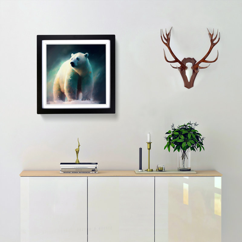 Polar Bear Gestural No.1 - Framed Print, Black
