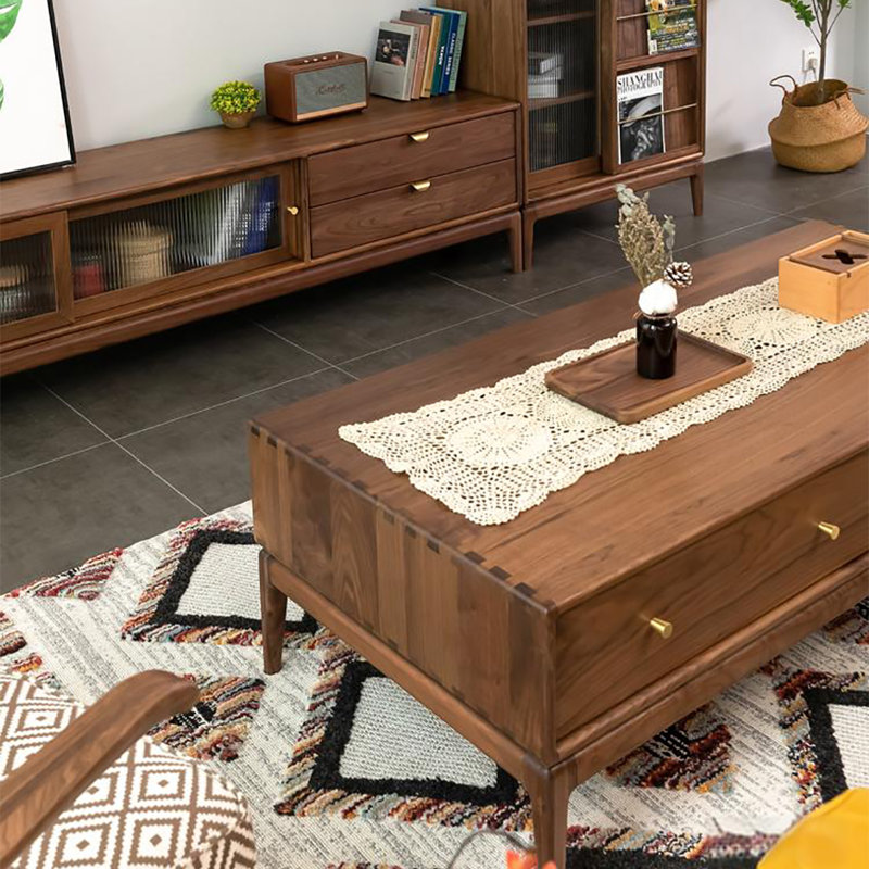 All solid wood end table, 16.9" H x 55.1" L x 27.6" W