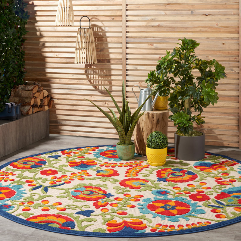 Floral Area Rug, Round 160cm