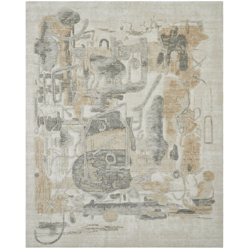 Hargun Wool Handcrafted Area Rug, Rectangle 9'9" x 12'6"