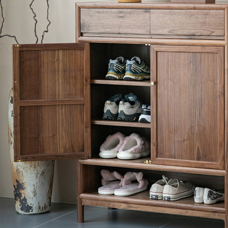 Rangement à chaussures de style rétro, Bois brun foncé