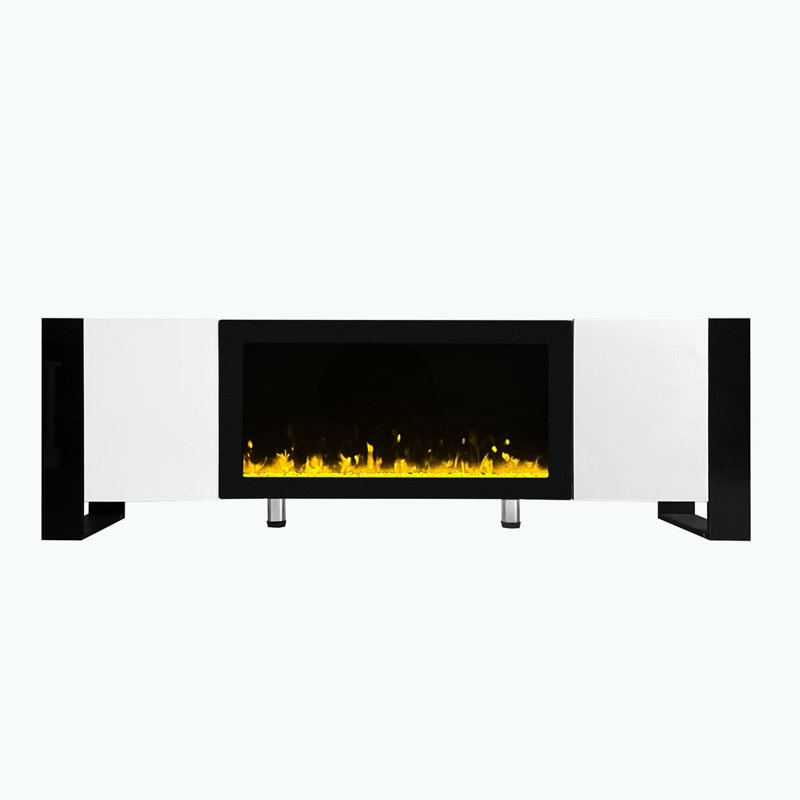 Juliza 68.1'' W Storage Credenza with Electric Fireplace Included, White