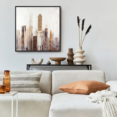 «Abstract Earthy Tones City», art encadré sur toile brune