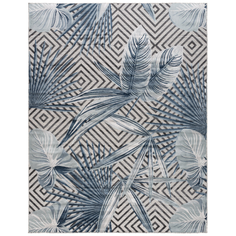 Tapis d'intérieur / extérieur floral Sotomayor Performance, Rectangle 8 pi x 10 pi