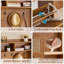 Porte-manteau bohème de 198 cm de haut avec banc et rangement à chaussures, porte-manteau d'entrée en rotin avec 2 tiroirs rabattables, siège rembourré, 6 crochets et armoire de rangement pour vestibule ou couloir.-915285912