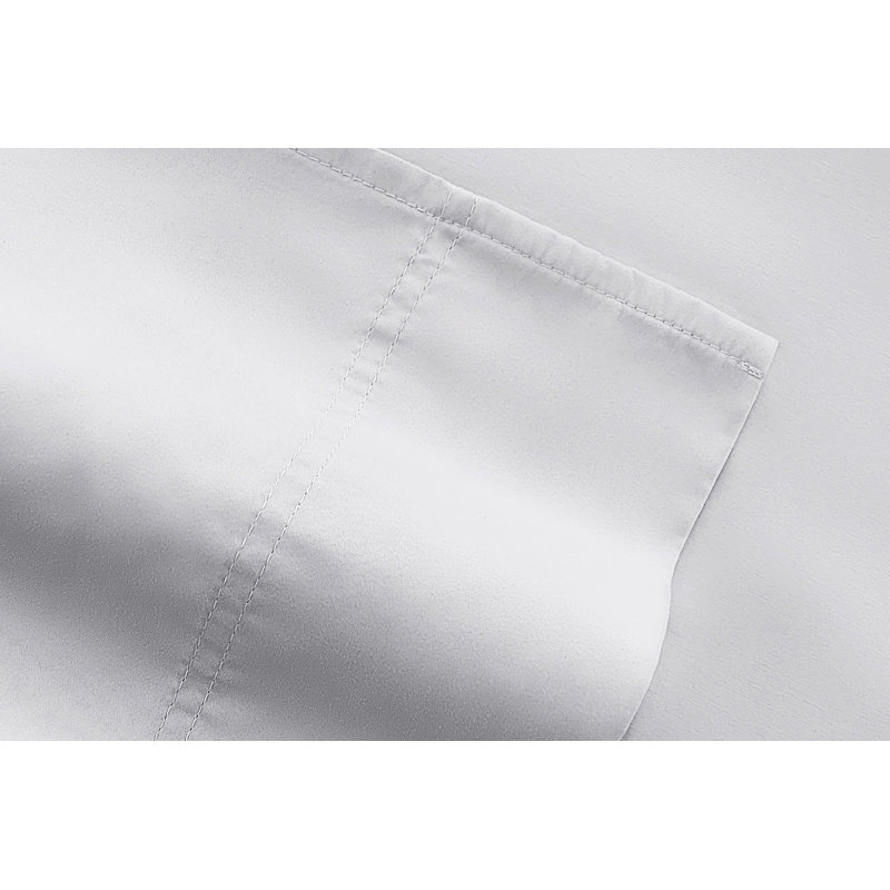 Ensemble de draps en coton Sateen, Gris clair, Ensemble de draps très grand californien avec 2 t