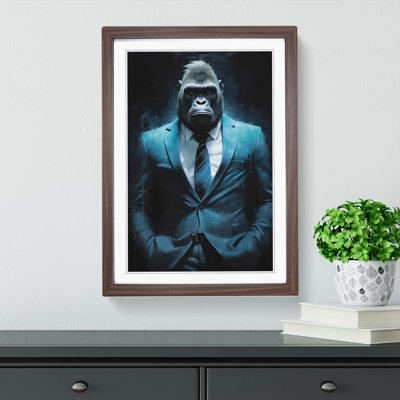 Gorilla In A Suit Painting No.7 - Single Picture Frame Print on Wood