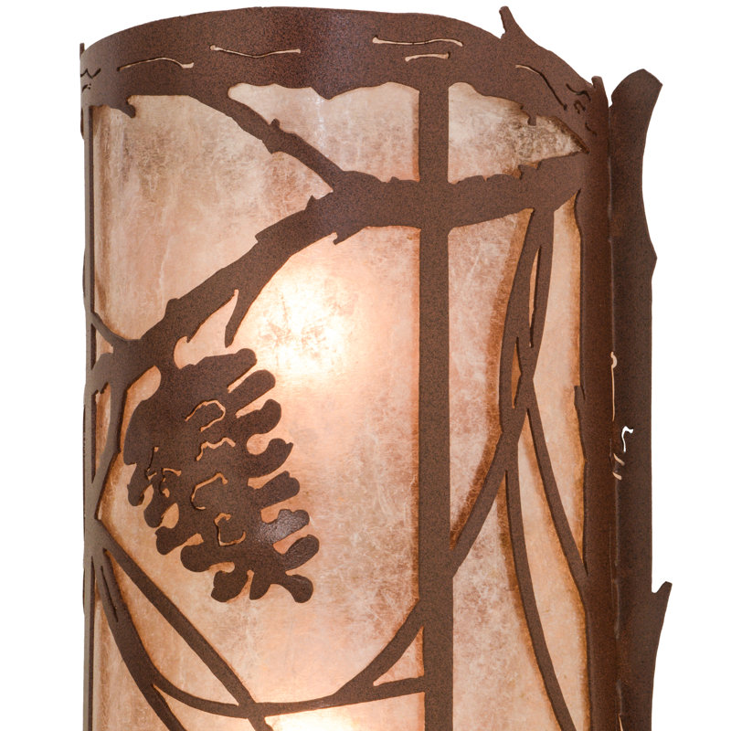 Rustic Lodge 2 - Light Flush Mounted Sconce, 14.5" H x 10" W x 5" D, Rust