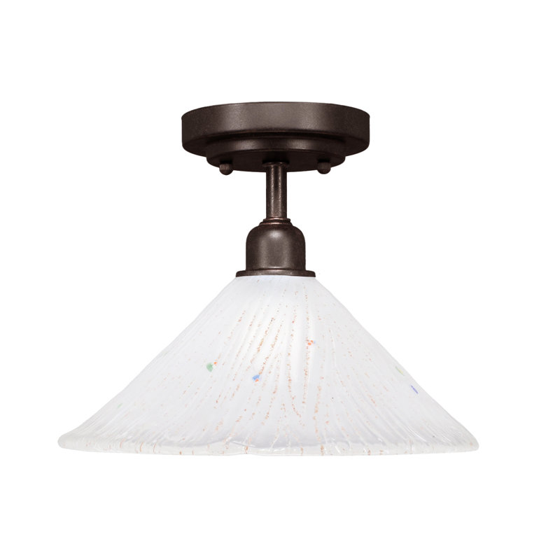 Luminaire semi-encastré 1 lumière Eilif Vintage en granit foncé avec verre cristal 12 po, Blanc