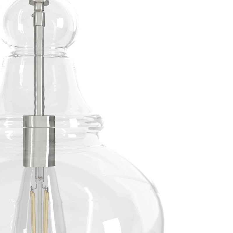 Maple Park 1 Light Bell Pendant, Brushed Nickel, 18" H x 12" W x 12" D