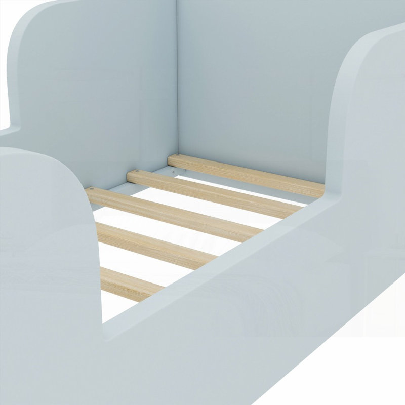 Toddler Floor Bed Frame, Suitable for 3-6 Years Old, Bear Shape, Blue, No Box Spring Needed, Strong &amp; Stable, Twin