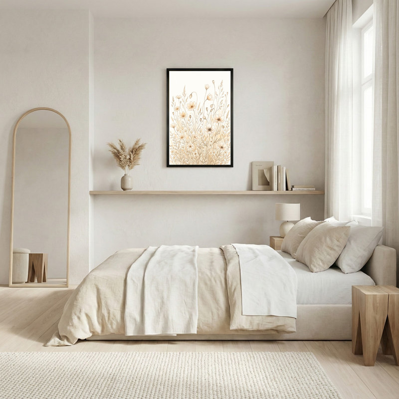 Art mural sur toile beige et crème, H 24 po x l 16 po