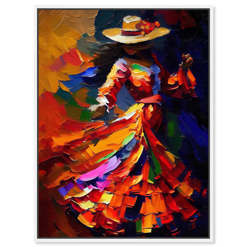 Dancer I Canvas Spanish City S by Art Remedy, Cadre blanc, H 46 po x l 37 po