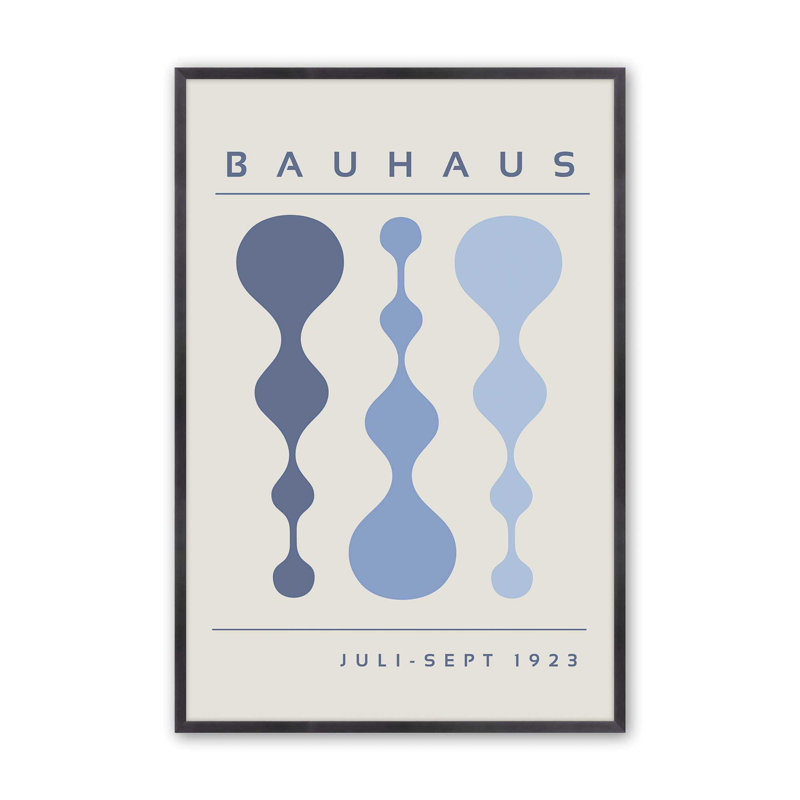 «Blue Retro Bauhaus», affiche I, H 21,25 po x l 17,25 po x P 1,25 po, Reproduction encadrée sans passe-partout
