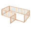 Lit de jour simple en bois avec clôture et petite porte - Base de lit pour enfant en pin massif, naturel-118565108-118565107