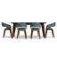 Ensemble de salle à manger 7 pièces Lowell / Draper Mid-Century avec table en bois massif et 6 chaises rembourrées-106589024