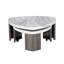 Table gigogne contemporaine avec roulettes cachées et motif de marbre reproduit