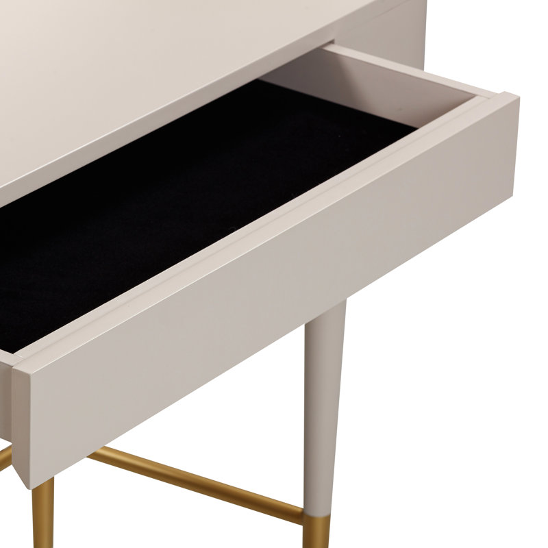 Bureau de coiffeuse en cuir Carleen Penelope, Taupe