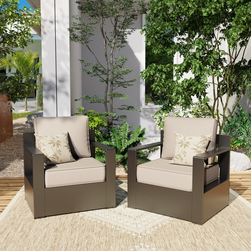 Patio Chair with Cushions, Beige
