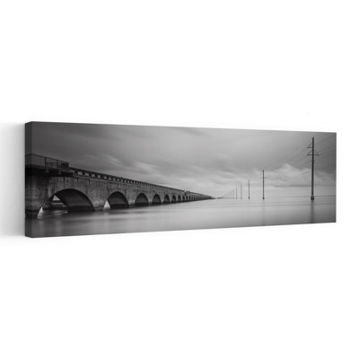 Coastal Bridge Horizon by Art Lionse - Wrapped Canvas Panoramic Print