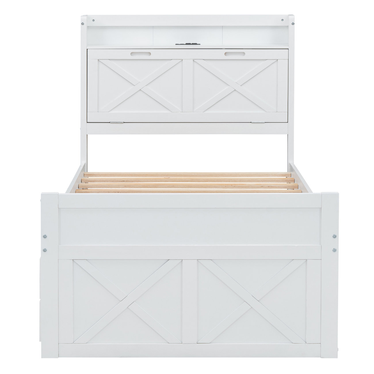 Gracie Oaks Twin Size Wooden Bed With Storage Headboard With Outlets ...