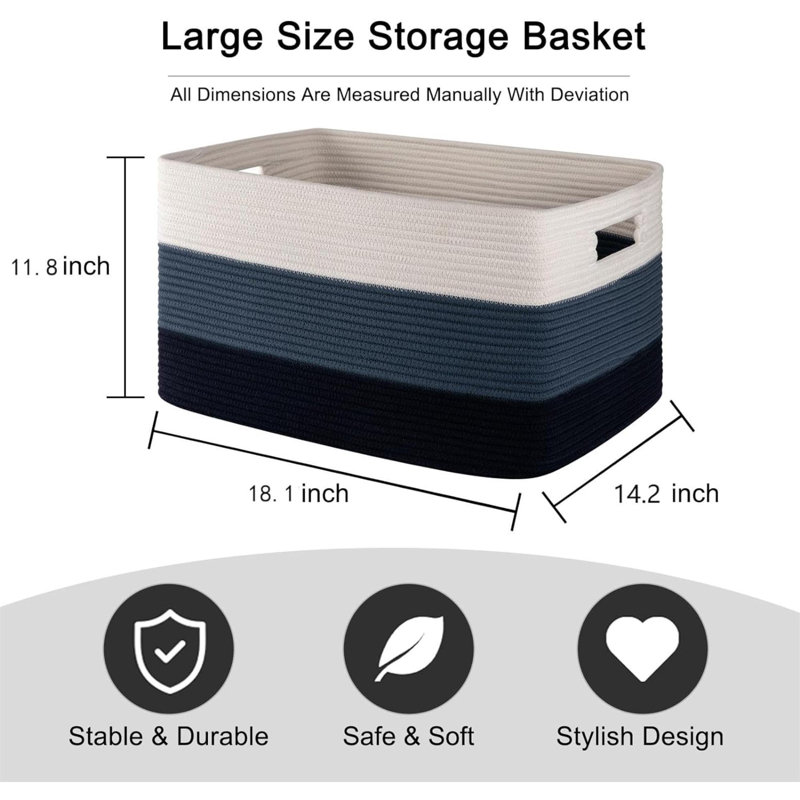Dovecove Fabric Decorative Basket, Blue, 50
