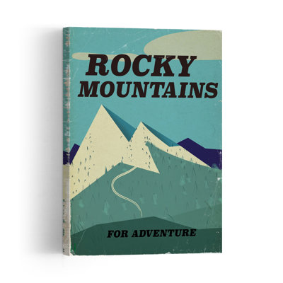 Rocky Mountains Adventure Retro Vintage Abstract Forest Landscape Wall Art Print by Nicholas - Wrapped Canvas Print