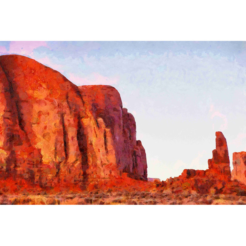 Peint Red Rocks Cliff - reproduction d'art sur toile tendue, H 32 po x l 48 po