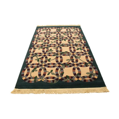 Beige Floral Machine-Made 5X8 Modern Rug