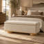 Banc de rangement moderne de 127 cm (50 po) en tissu d'avoine, pouf de bout de lit pour entrée ou chambre à coucher/salon