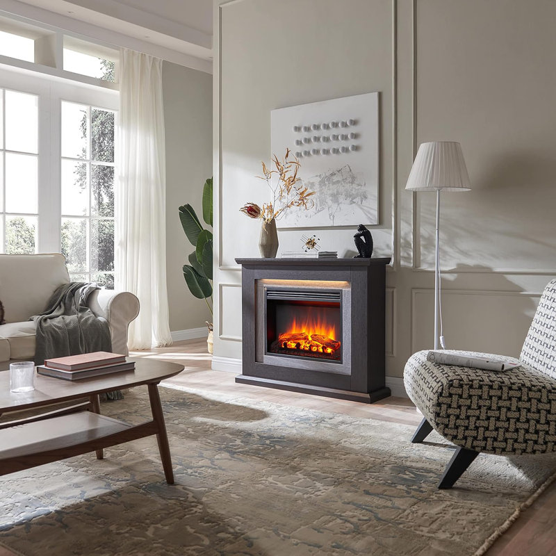 FLAMME Evora Electric Fireplace with surround 2kW Fireplace Heater White Multiple Colours Available, Espresso Oak