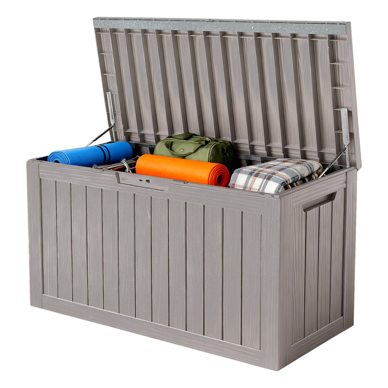 80 Gallon Outdoor Deck Box, Weather-Resistant Resin Storage Box for Patio Cushions, Garden Tools & Pool Supplies, Brown