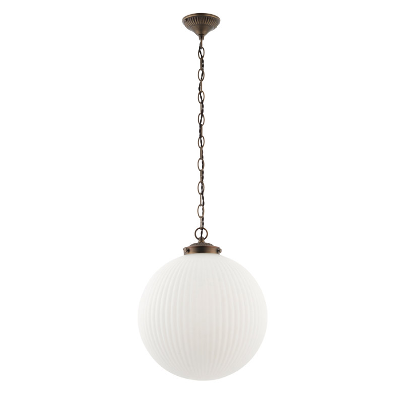 Bateson 1 - Light Globe Pendant, 100cm H x 35cm W x 35cm D, Antique Bronze/Matt Opal Glass