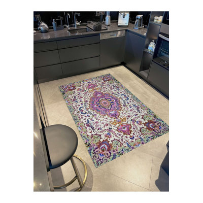 Multicolor  Detail Traditional Patterned Woven Base Vintage Decorative Rug
