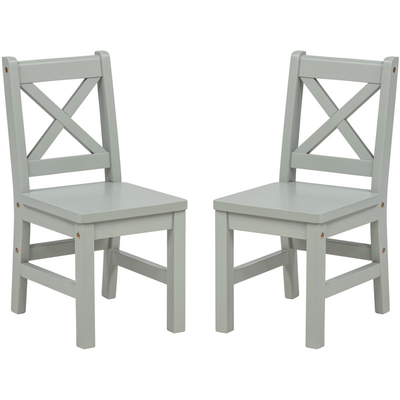 Merrill Kids 11.25" Solid Hardwood Desk Or Activity Chair and Ottoman, Sage Green, Sage Green