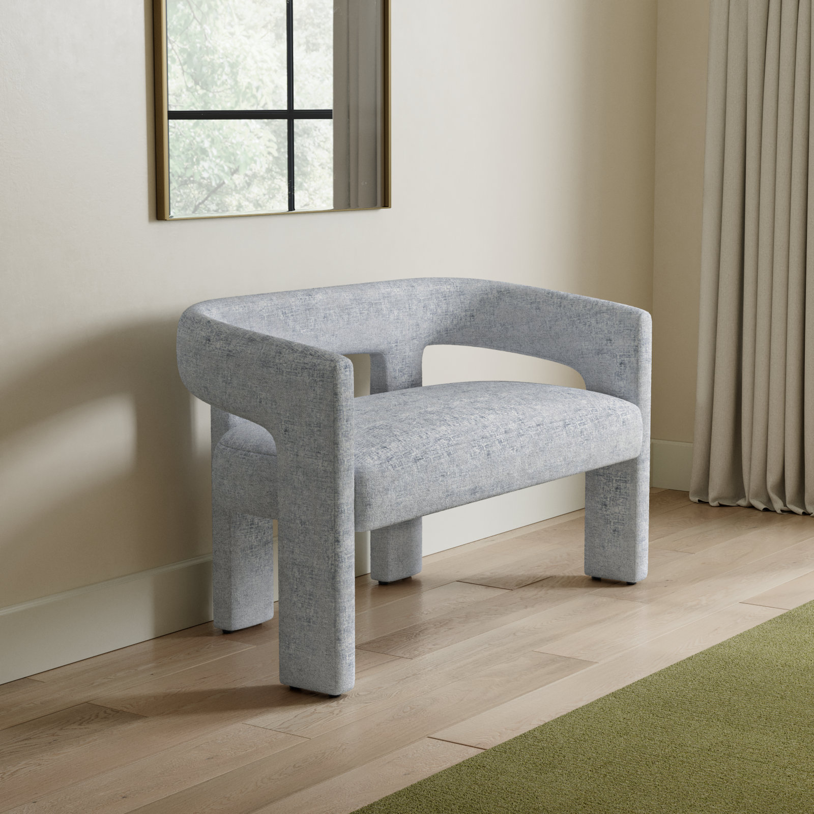 Anouchka Bench, Gwen Blue Microsuede