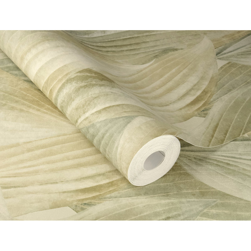 Papier peint feuille verte Melora, Vert