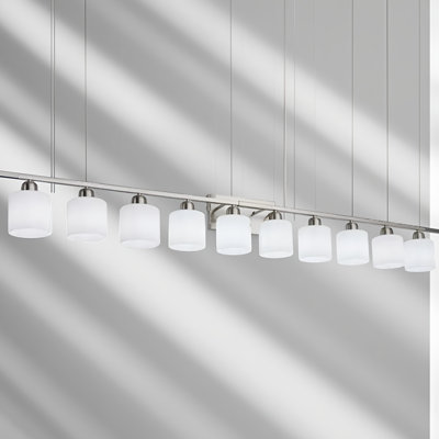 10-light Bathroom Light Fixtures, 65 Inch Nickel Vanity Light With Milky White Glass Shade, Modern Bathroom Wall Lights Over Mirror, Farmhouse Wall Sconces For Bedroom Living Room